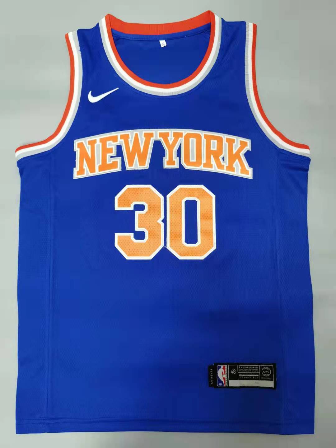 Men New York Knicks 30 Randle Blue yellow 2021 Nike Game NBA Jersey